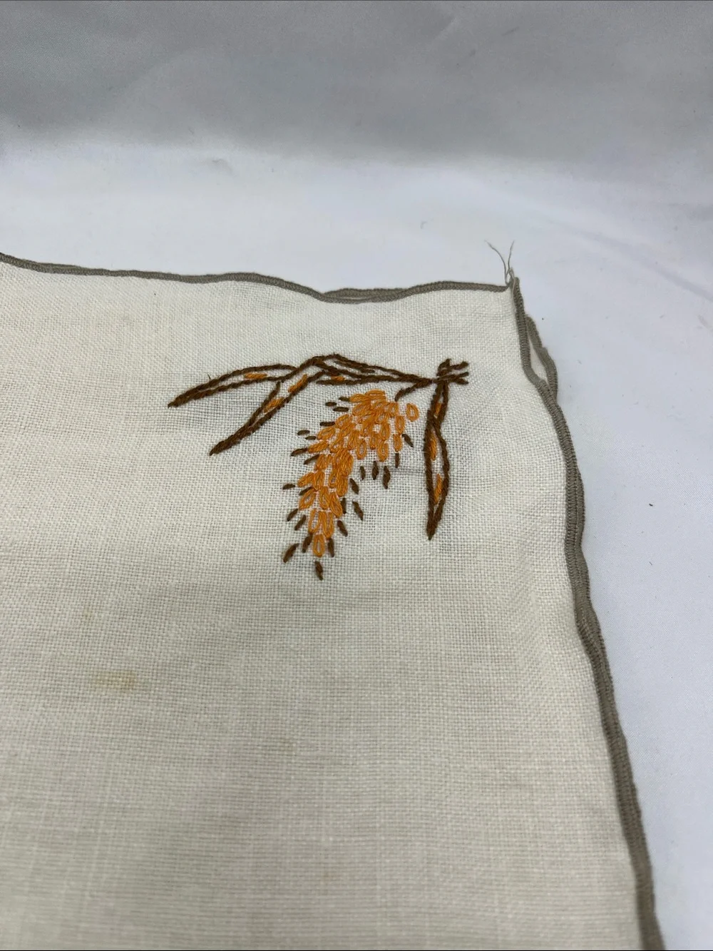 Vintage 1970s Homemade  Wheat Embroidered Set of 4 Napkins and 4 Placemats